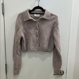Wilfred Cropped Taupe Ribbed Cardigan
